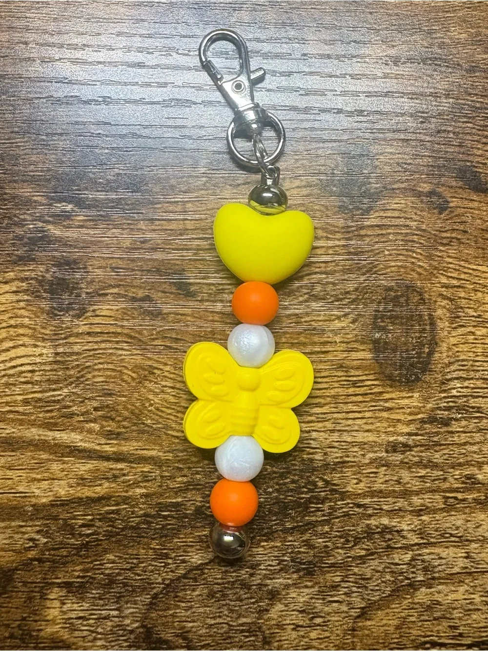 Kids Yellow Butterfly Heart Keychain Charm - Unbranded